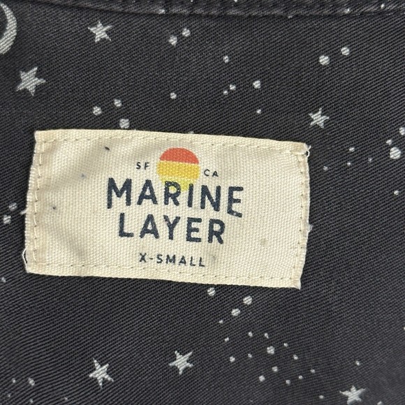 Marine Layer Valley XS Star Celestial Print Gray Button Down Shirt Top - Picture 13 of 14